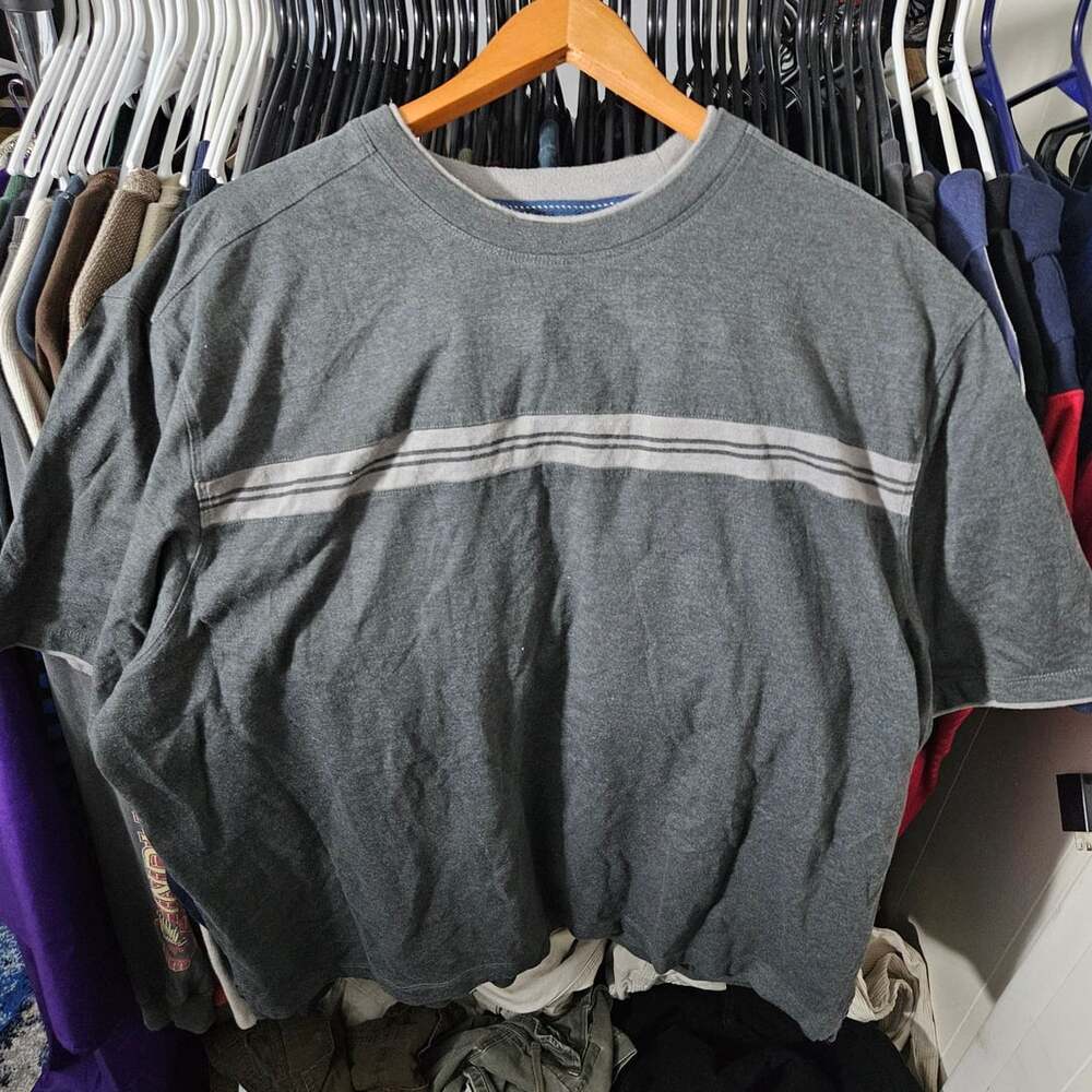 Hudson & Barrow NYC Men's Gray Striped T-Shirt 2XL